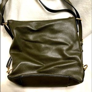 Olive green vegan leather backpack purse